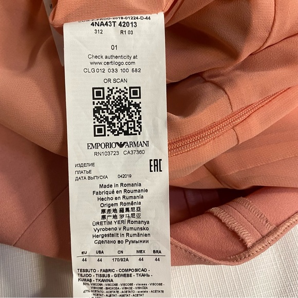 Emporio Armani Peach Sleeveless Dress - Picture 7 of 11
